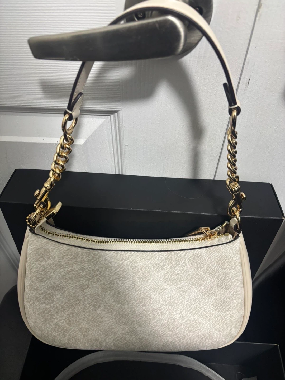 COACH Teri Shoulder Bag in Signature Canvas (Gold/White/Chalk) - photo 5