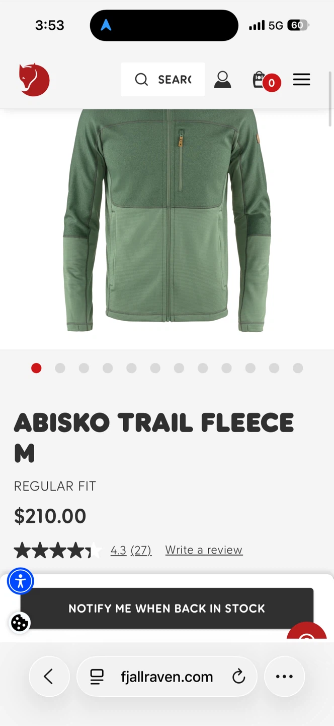 Fjallraven ABISKO TRAIL FLEECE M Hoodie Jacket Size Large - photo 4