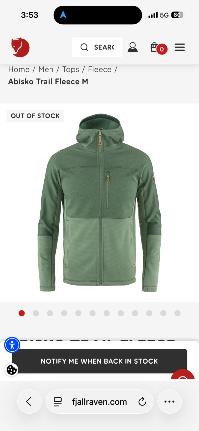 Fjallraven ABISKO TRAIL FLEECE M Hoodie Jacket Size Large - photo 5