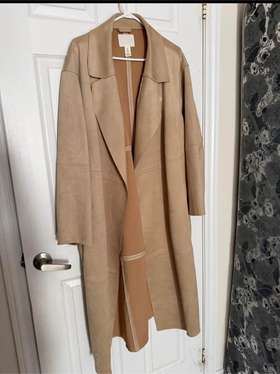 H&M Faux Suede Long Trench Coat