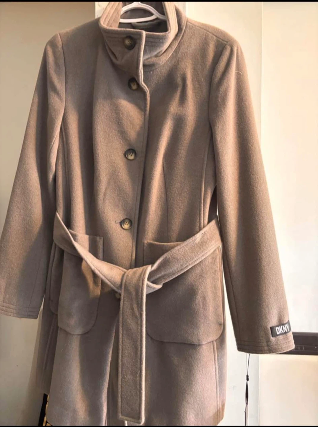 DKNY Tan Wool-Blend Coat
