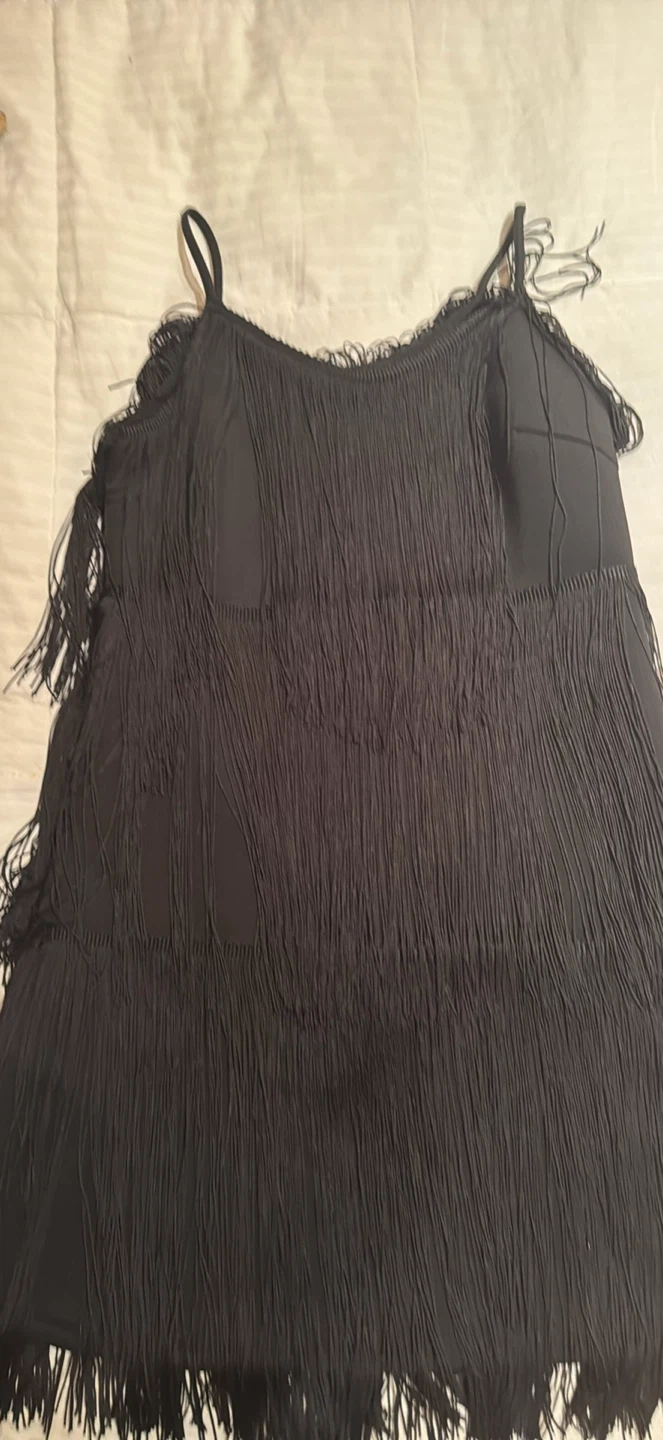 Black fringe dress size small