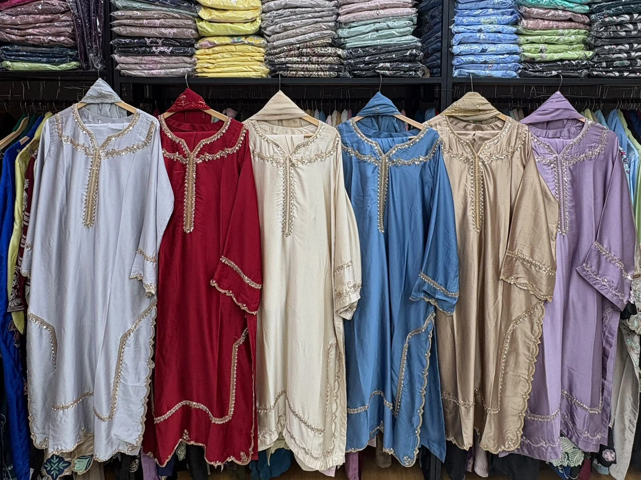 Embroidered Silk Blend Kaftan