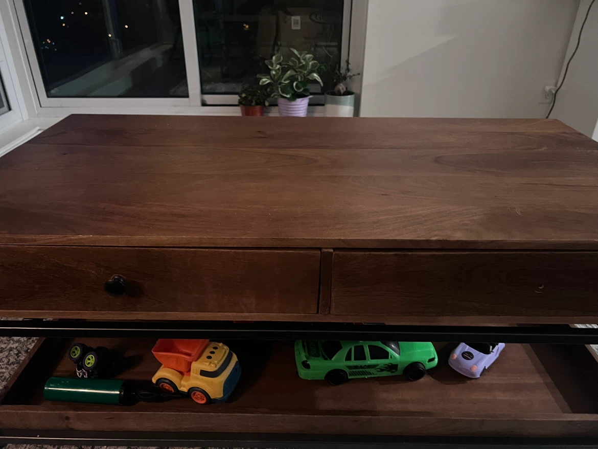 Solid Wood Coffee Table with Two Drawers