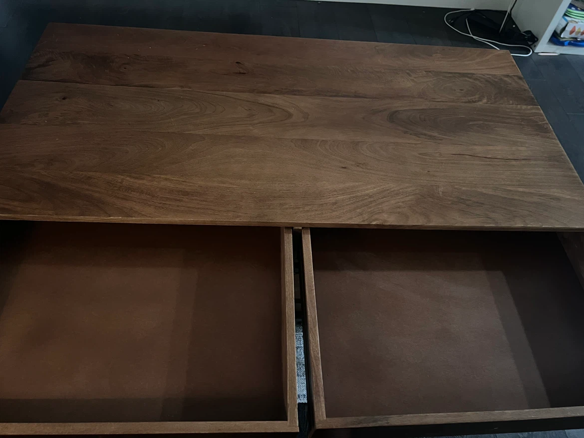 Solid Wood Coffee Table with Two Drawers - photo 2