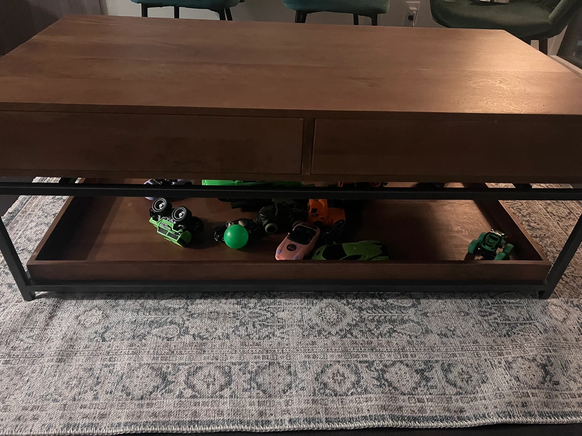 Solid Wood Coffee Table with Two Drawers - photo 4