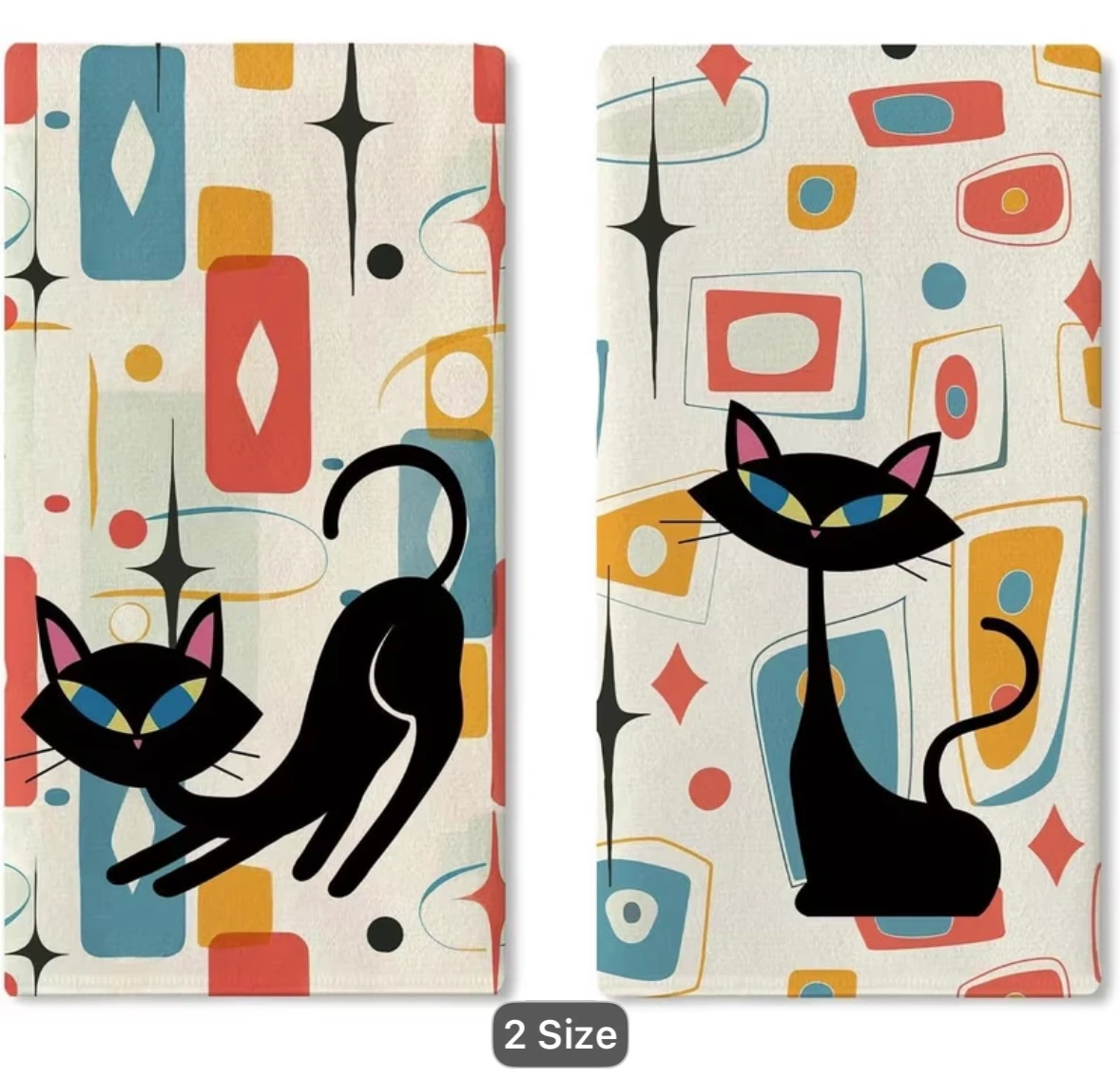 Premium Mid Century Modern Atomic Cat Tea Towels
