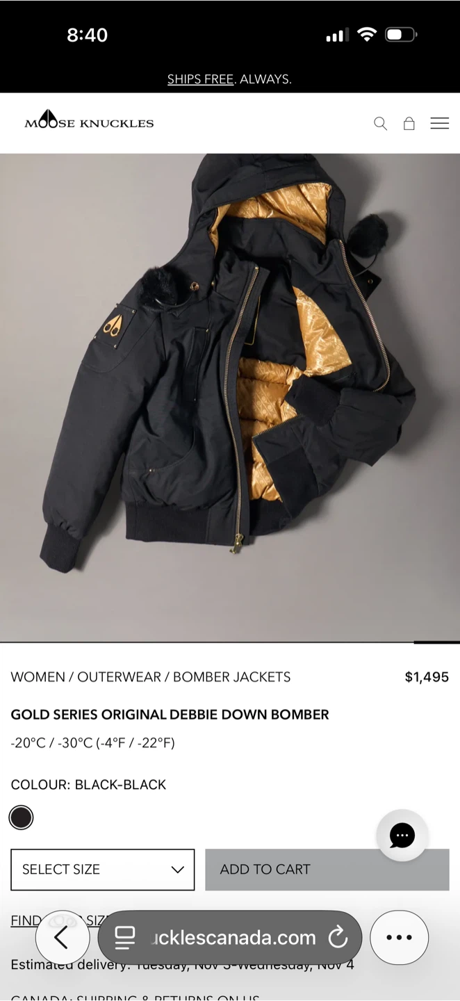 Moose Knuckles Gold Series Original Debbie Down Bomber - photo 4