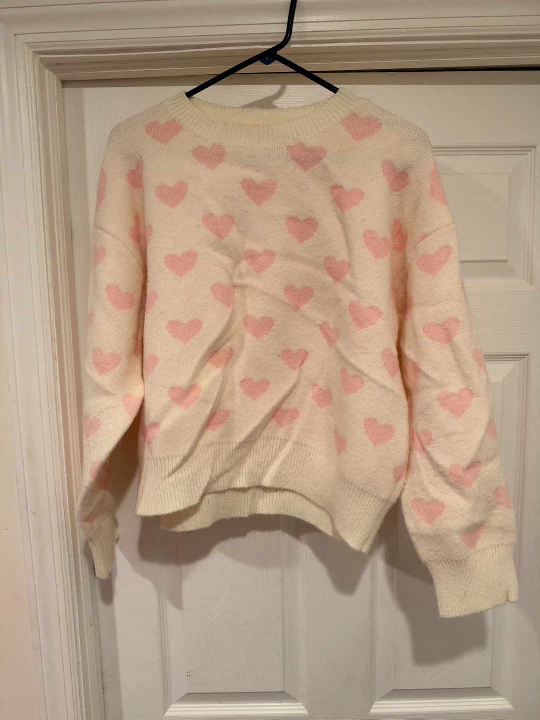 Cream and Pink Heart Pattern Sweater - photo 3