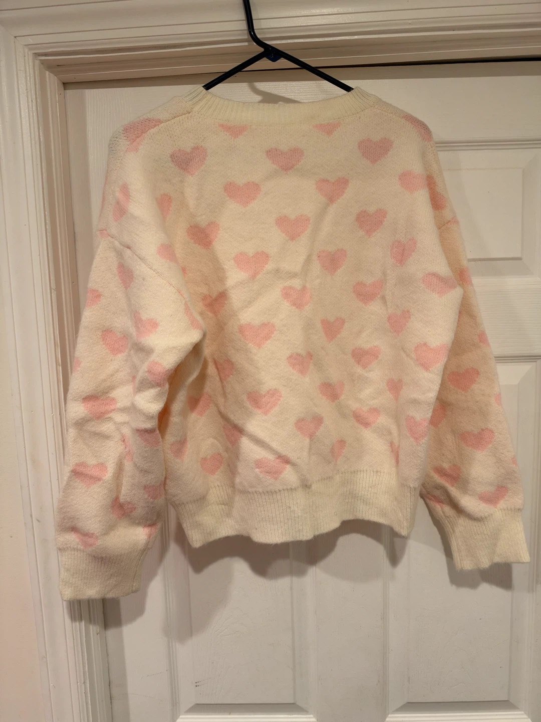 Cream and Pink Heart Pattern Sweater - photo 4