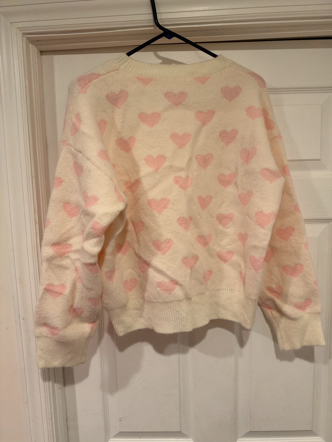 Cream and Pink Heart Pattern Sweater - photo 5