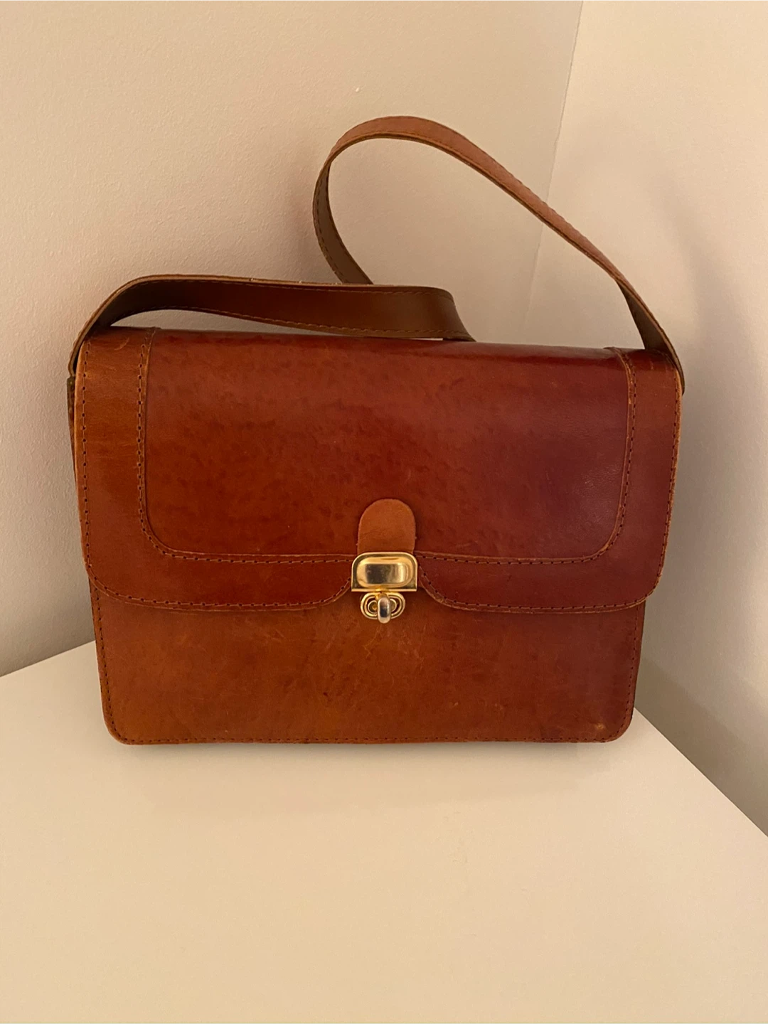 Vintage Brown Leather Shoulder Bag