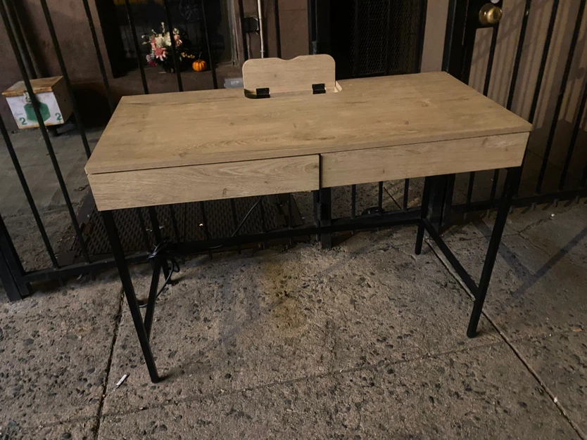 Urgent sale. Modern Light Oak Writing Desk with Built-in Power