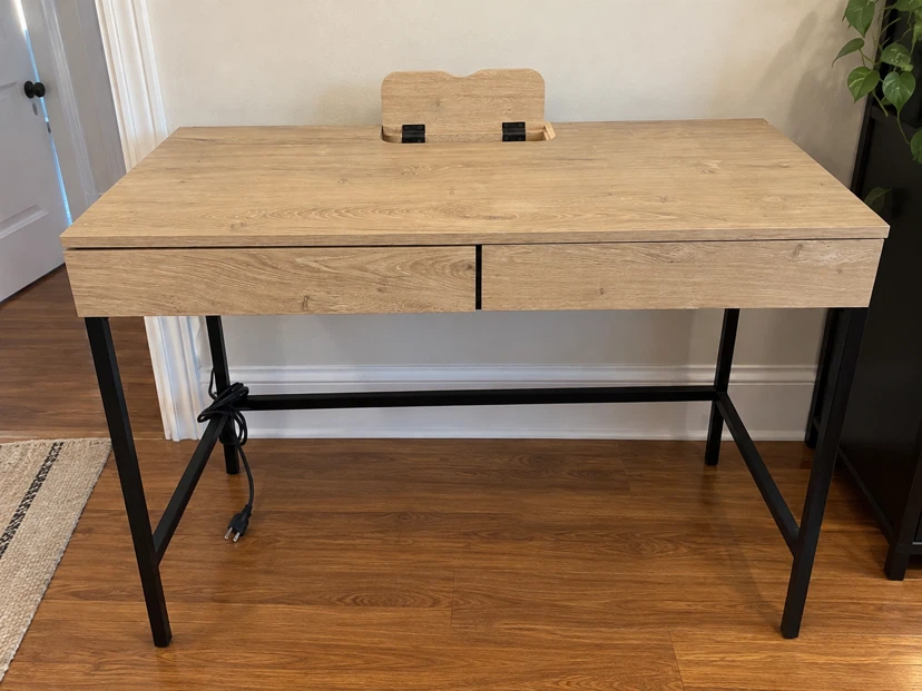 Urgent sale. Modern Light Oak Writing Desk with Built-in Power - photo 2