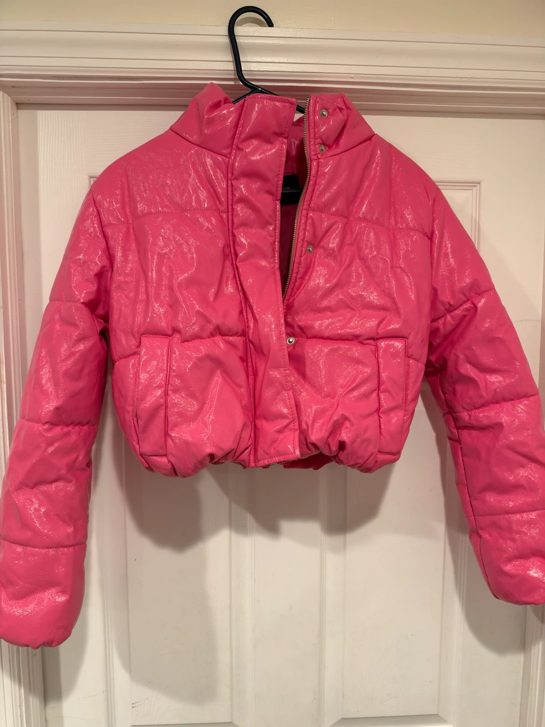 Ambiance Pink Cropped Puffer Jacket
