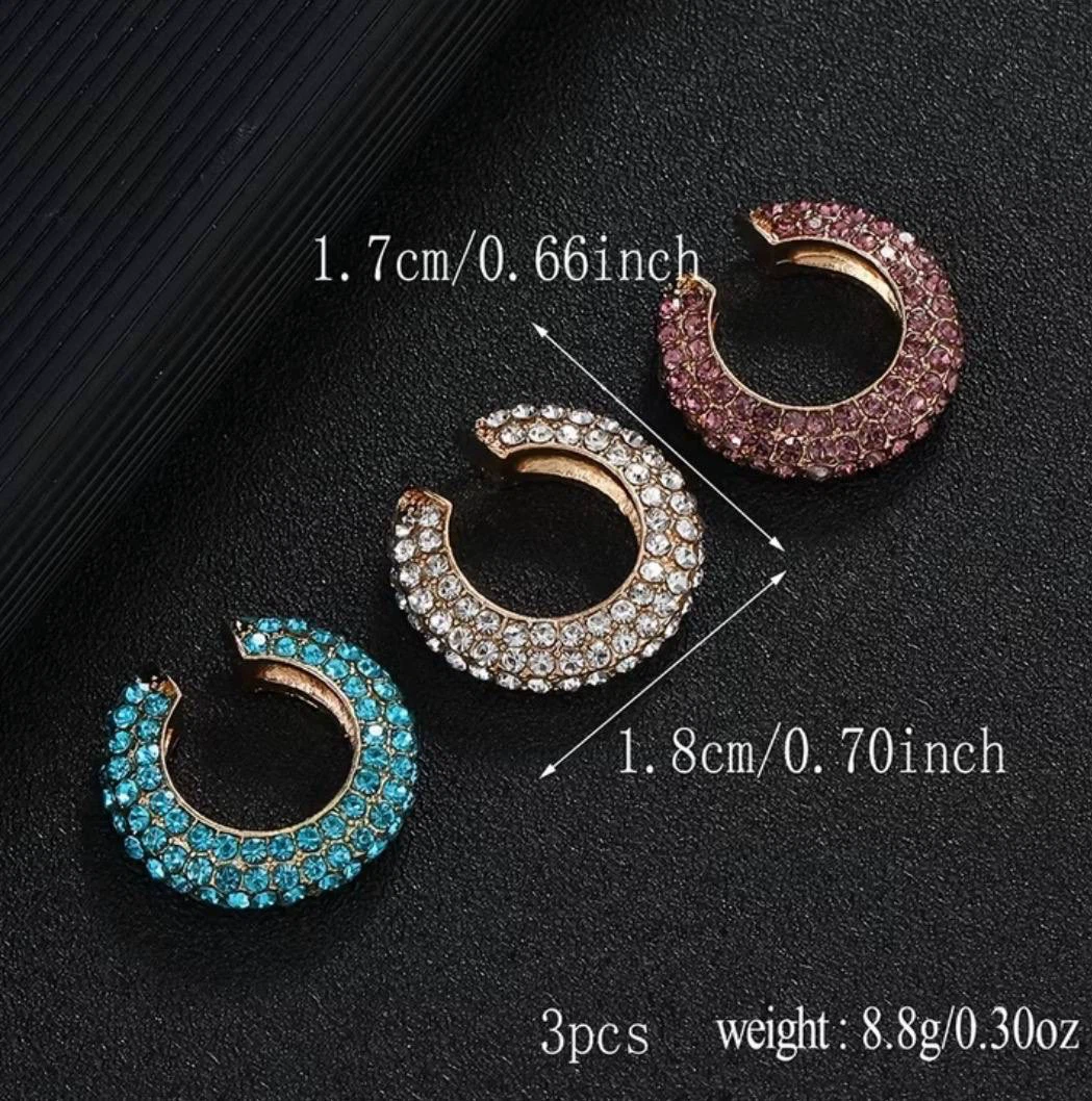 Crystal rhinestone ear cuff set ( 3 pieces) - photo 4