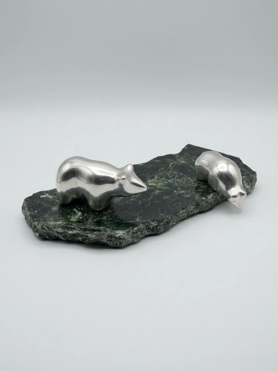 Vintage Hoselton Aluminum Polar Bear Sculpture – Canadian MCM De
