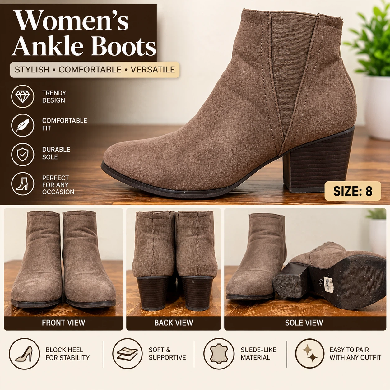 Women's Ankle Boots Size 8