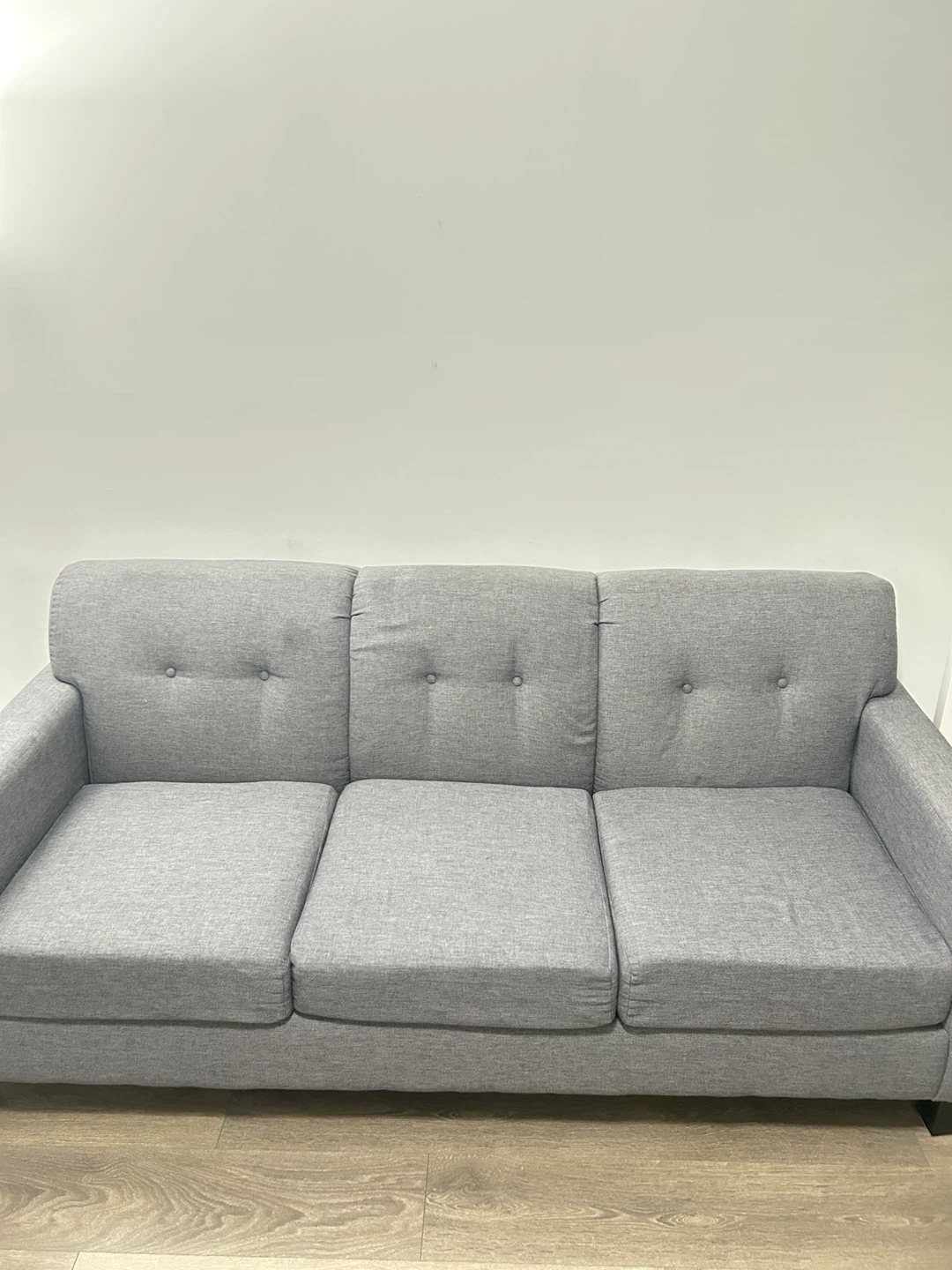 Grey Three-Seater Fabric Sofa