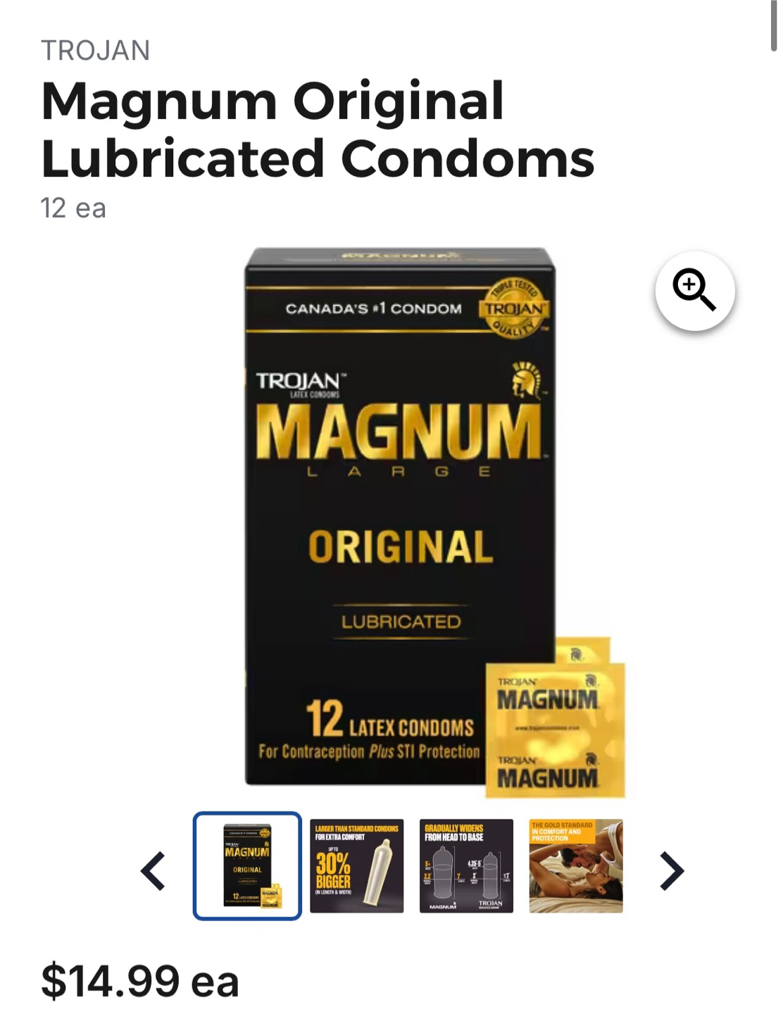 Trojan Magnum Original Lubricated Condoms 12 Pack