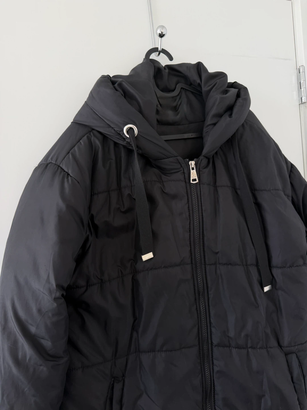 Black Hooded Puffer Coat - photo 2