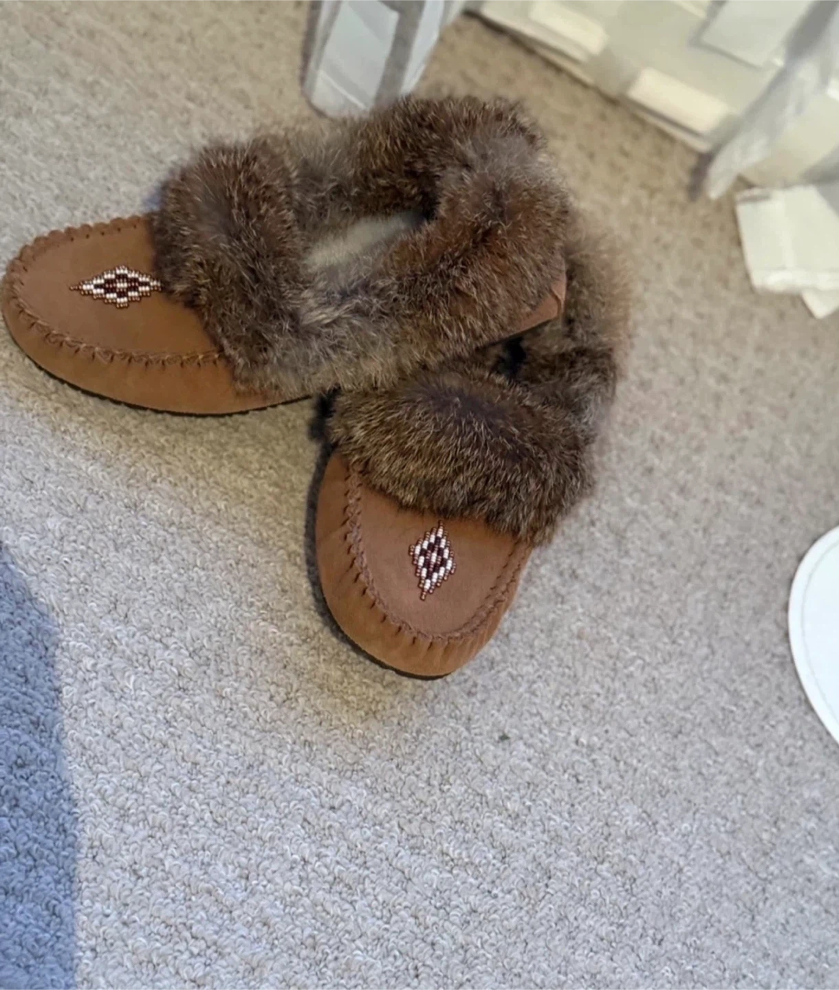 Beaded Fur Moccasins