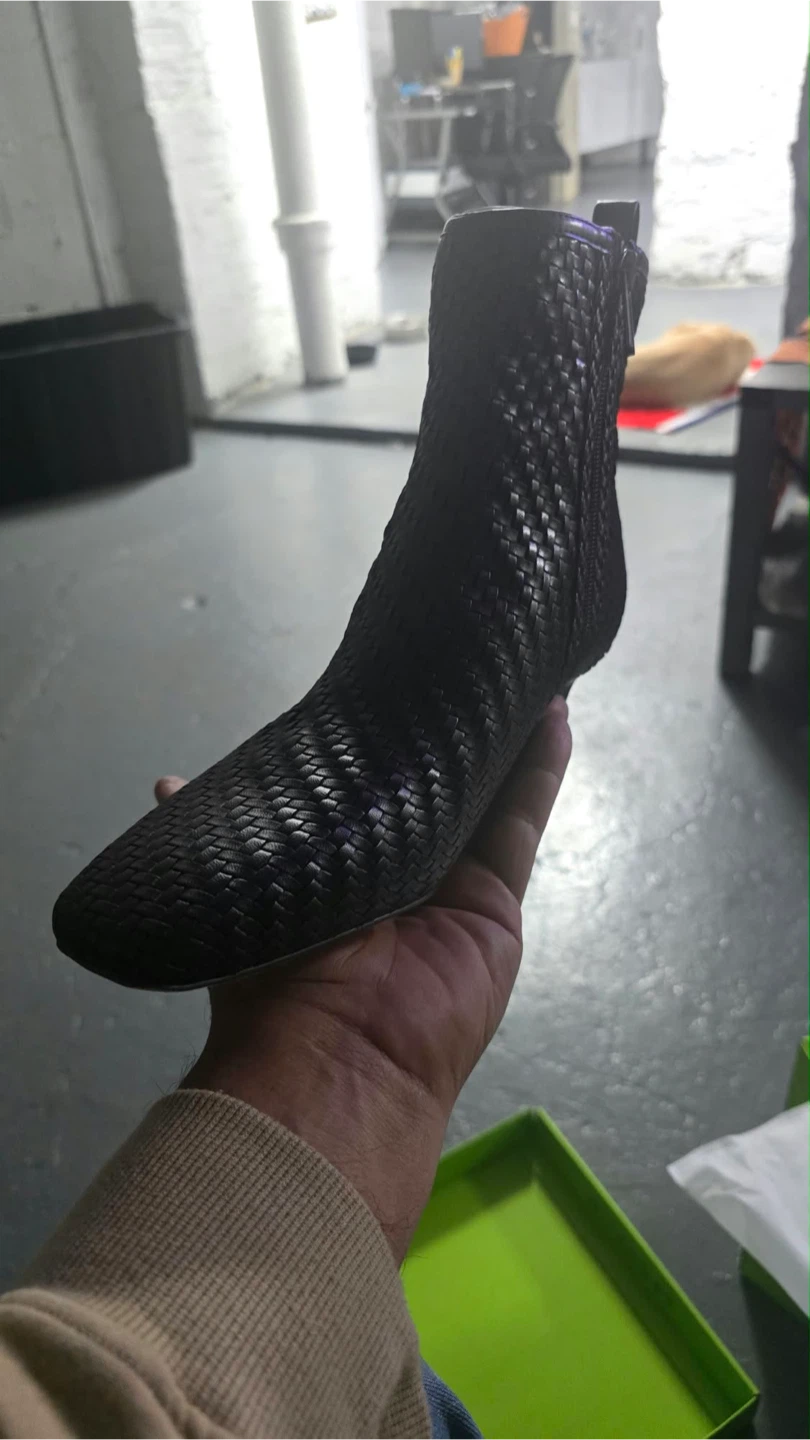 Bottega Veneta Black Woven Leather Ankle Boots