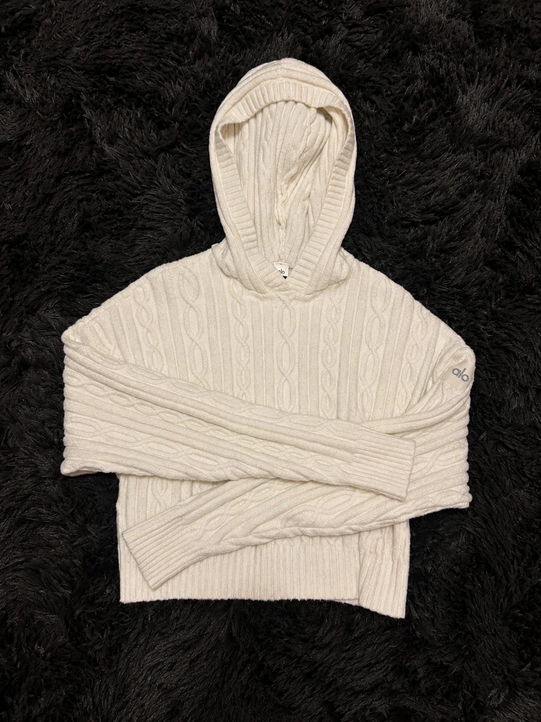 Alo Yoga Off-White Cable Knit Hoodie - photo 3