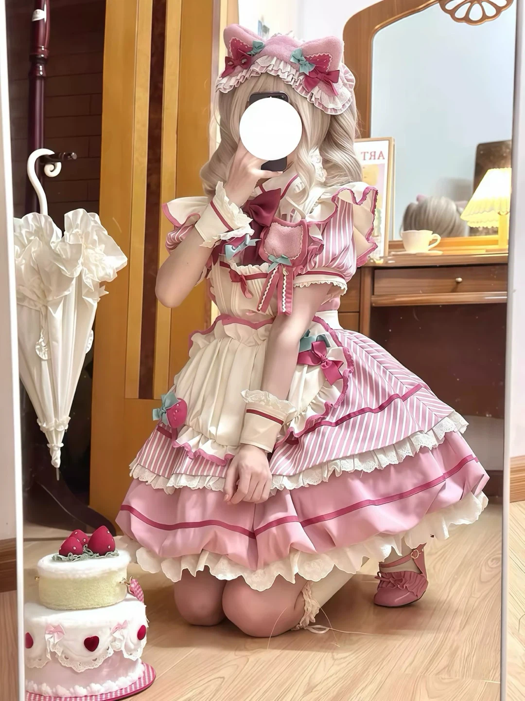 Pink Lolita maid outfit Dress