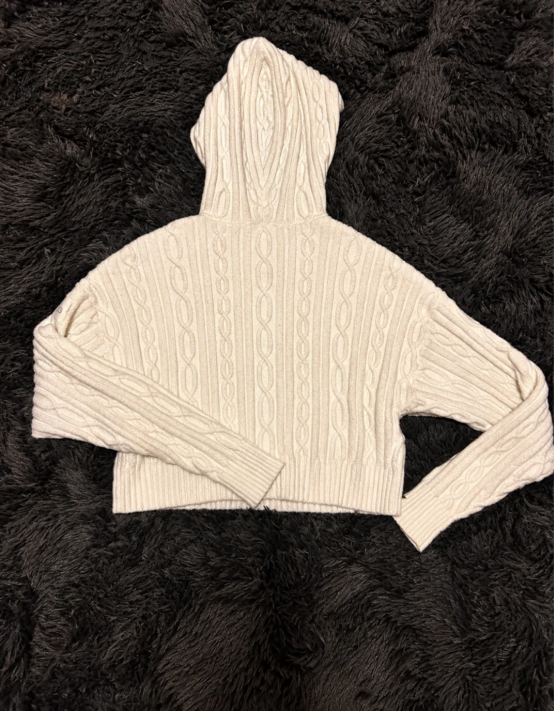 Alo Yoga Off-White Cable Knit Hoodie - photo 4