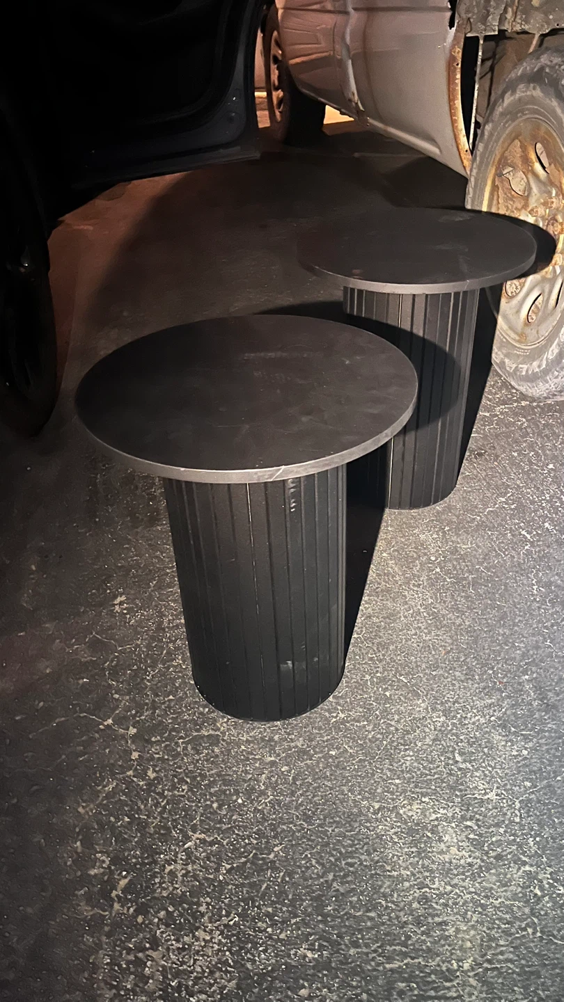 2 black side tables