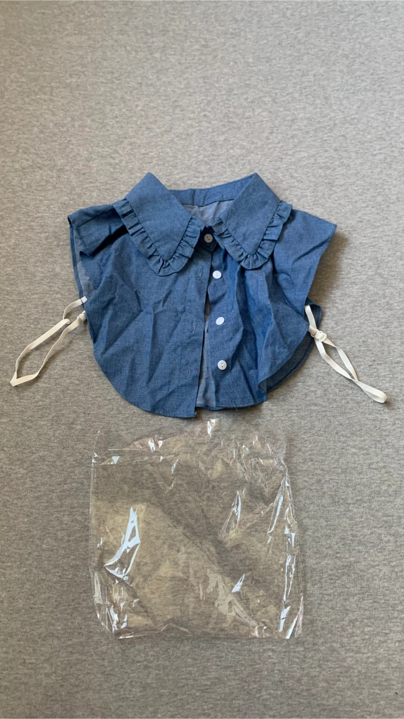 Denim Ruffle Detachable Dickie Collar