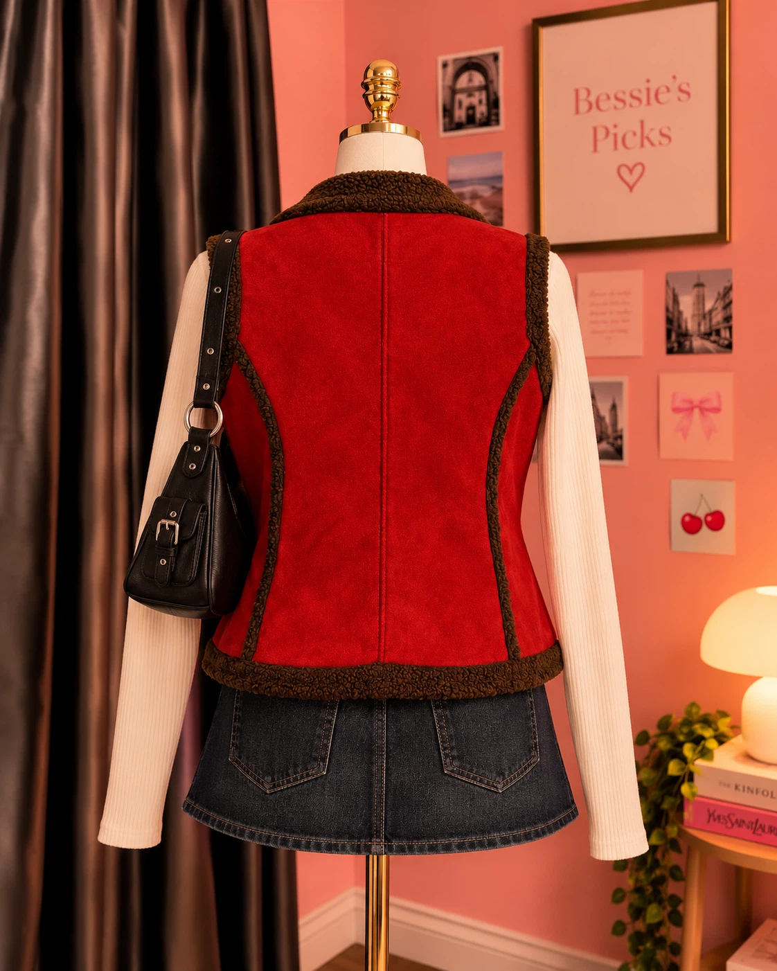 🍓Cotton Ginny Red Suede Vest - photo 2