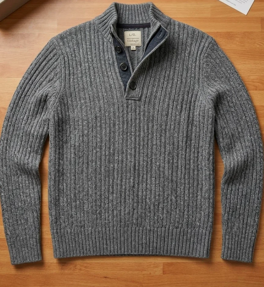 Men’s Ribbed Button Sweater