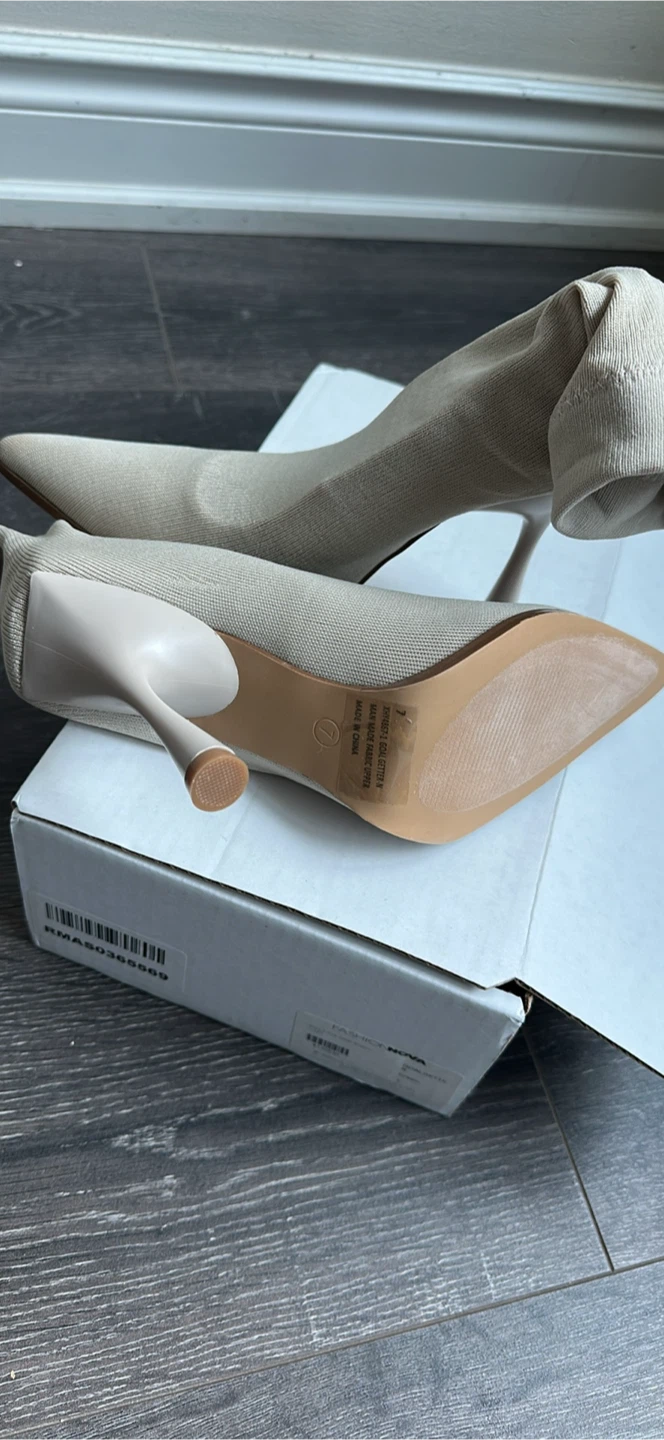 Fashion Nova Goal Getter Cream Sock Boots - photo 2