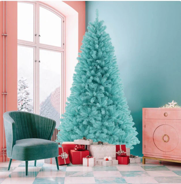 Costway 7 FT Artificial Xmas Tree - 380 LED Lights - Blue - NEW