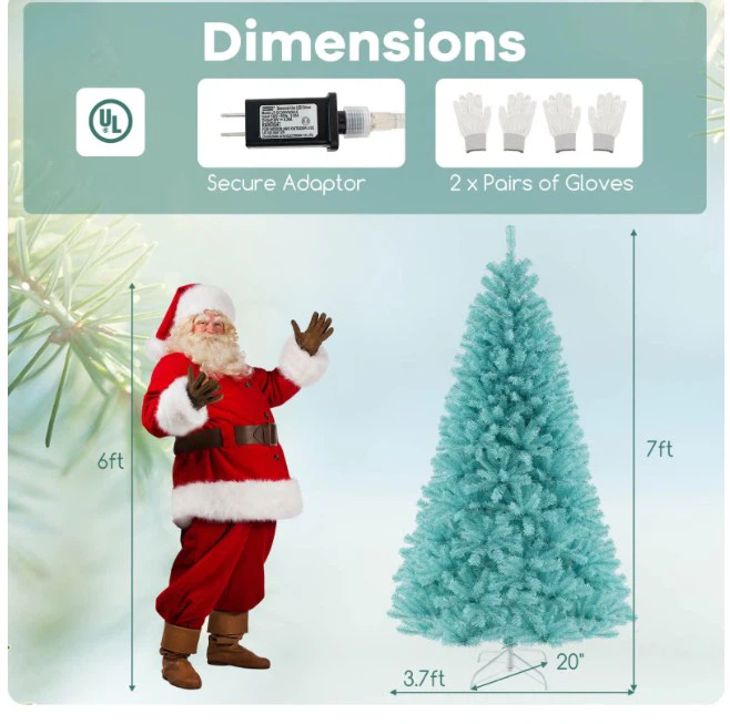 Costway 7 FT Artificial Xmas Tree - 380 LED Lights - Blue - NEW - photo 3
