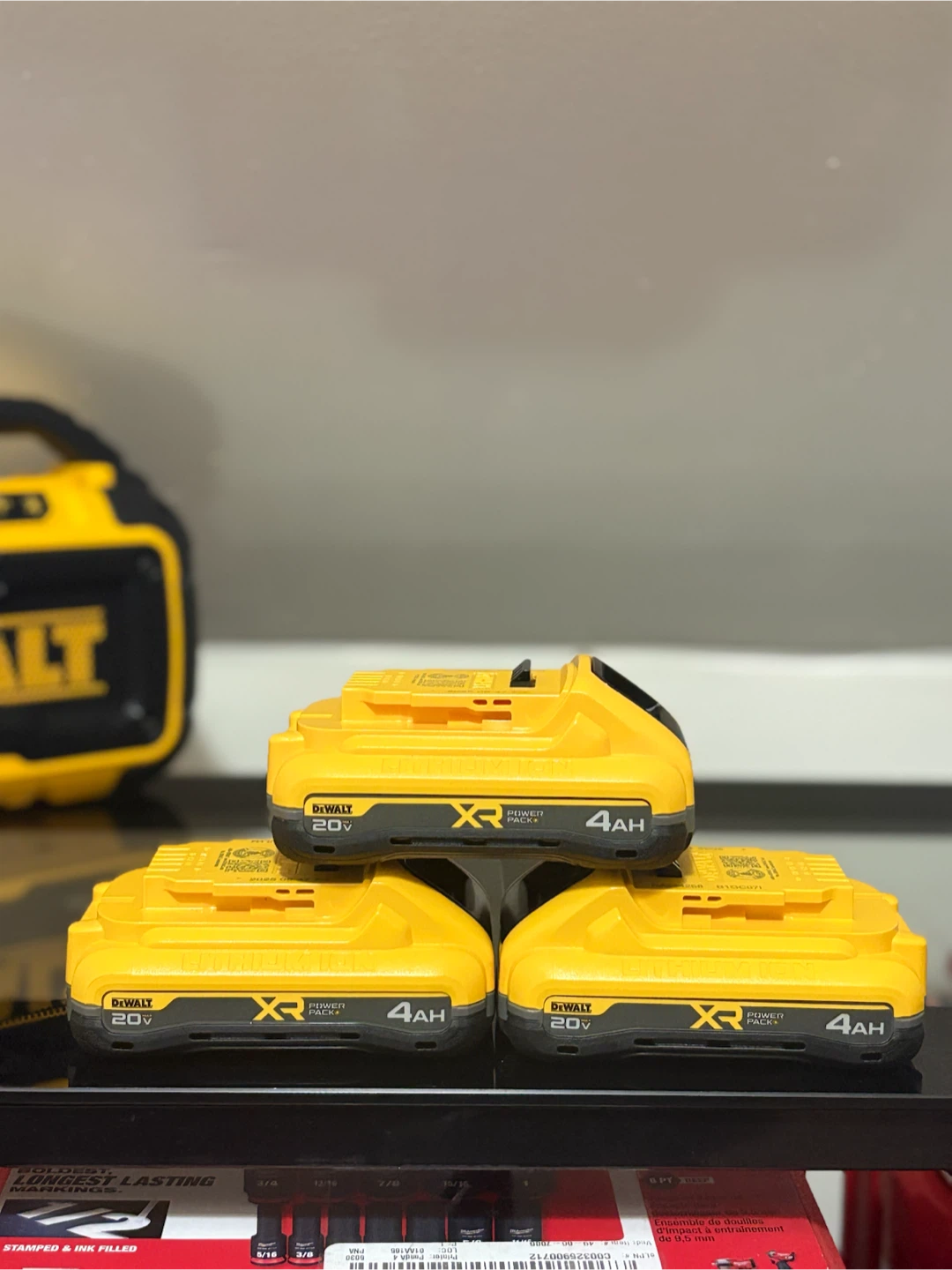 Three DeWalt 20V XR 4Ah Battery Packs