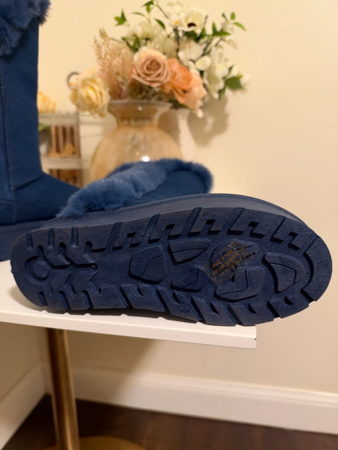 Blue Faux Fur Lined Denim Platform Boots - photo 3