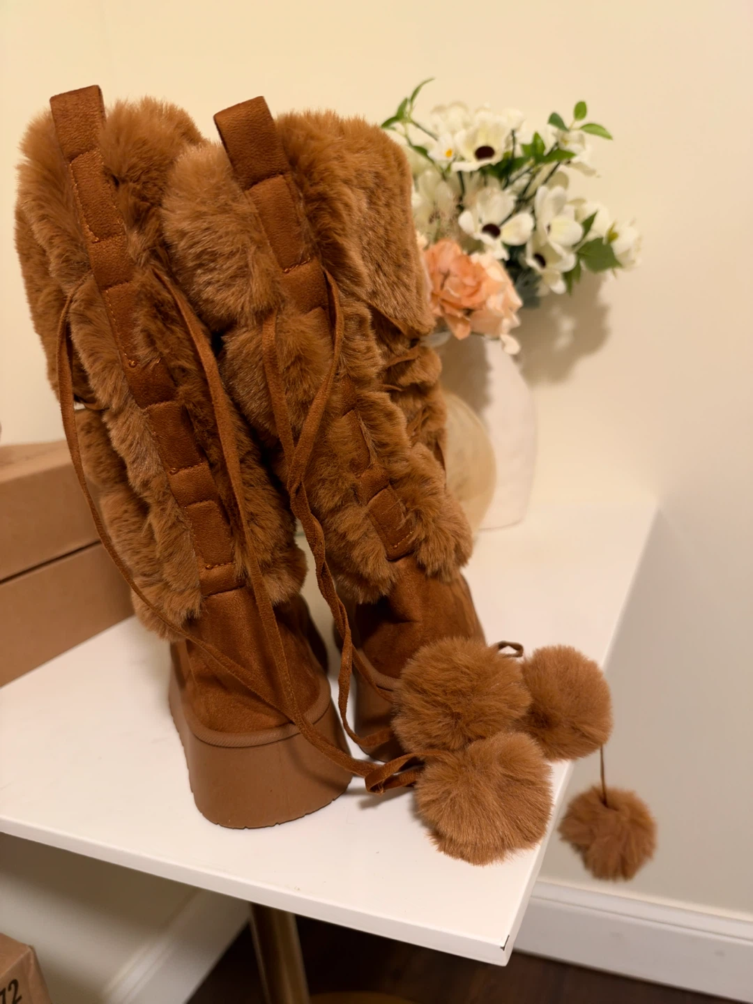 Brown Faux Fur Platform Boots - photo 5