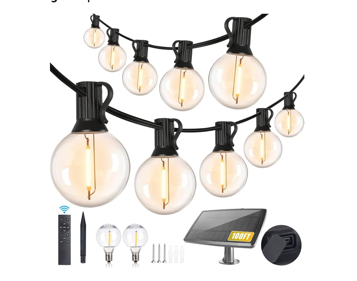 100FT Solar Powered Outdoor LED String Lights