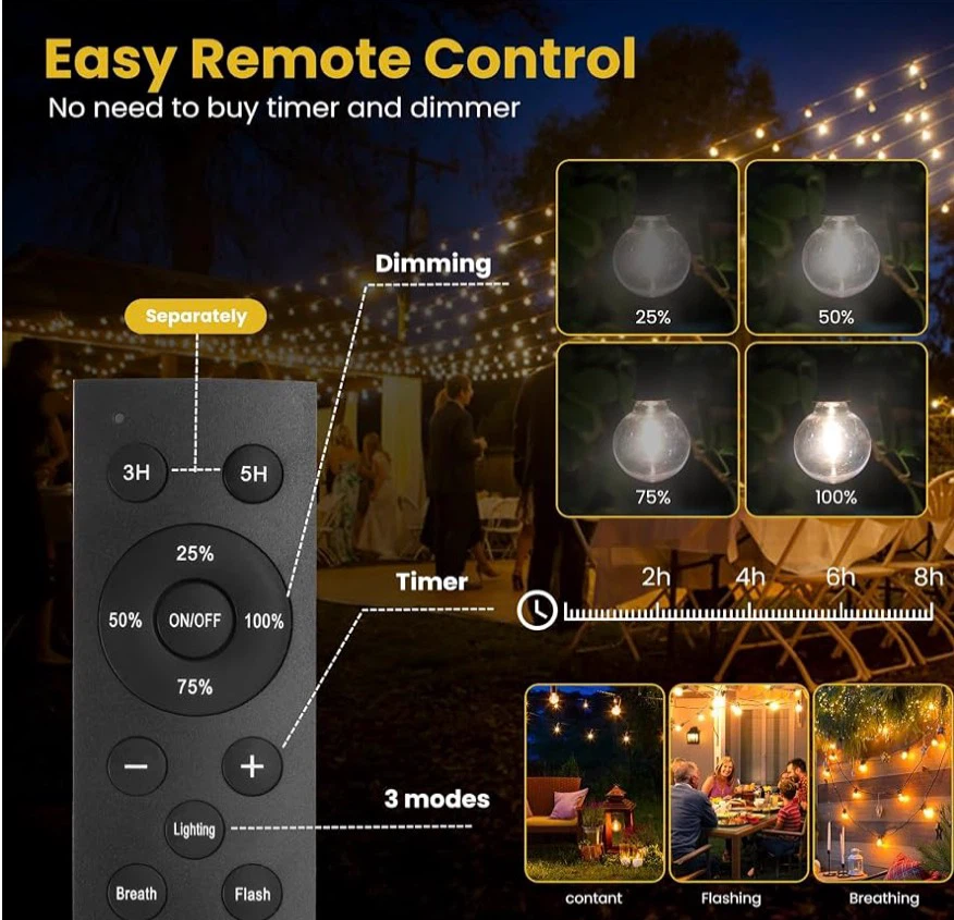 100FT Solar Powered Outdoor LED String Lights - photo 2