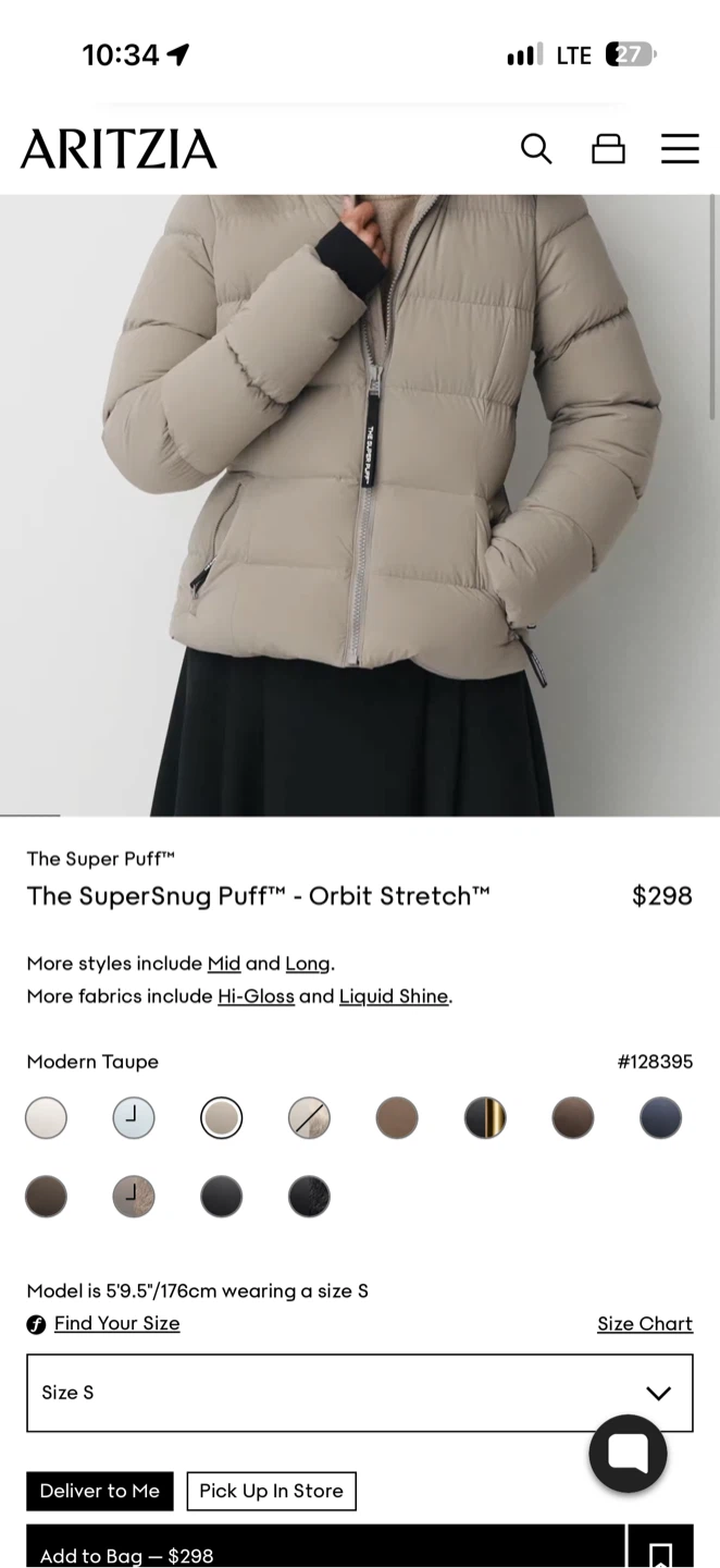 Aritzia The SuperSnug Puff Orbit Stretch - Modern Taupe