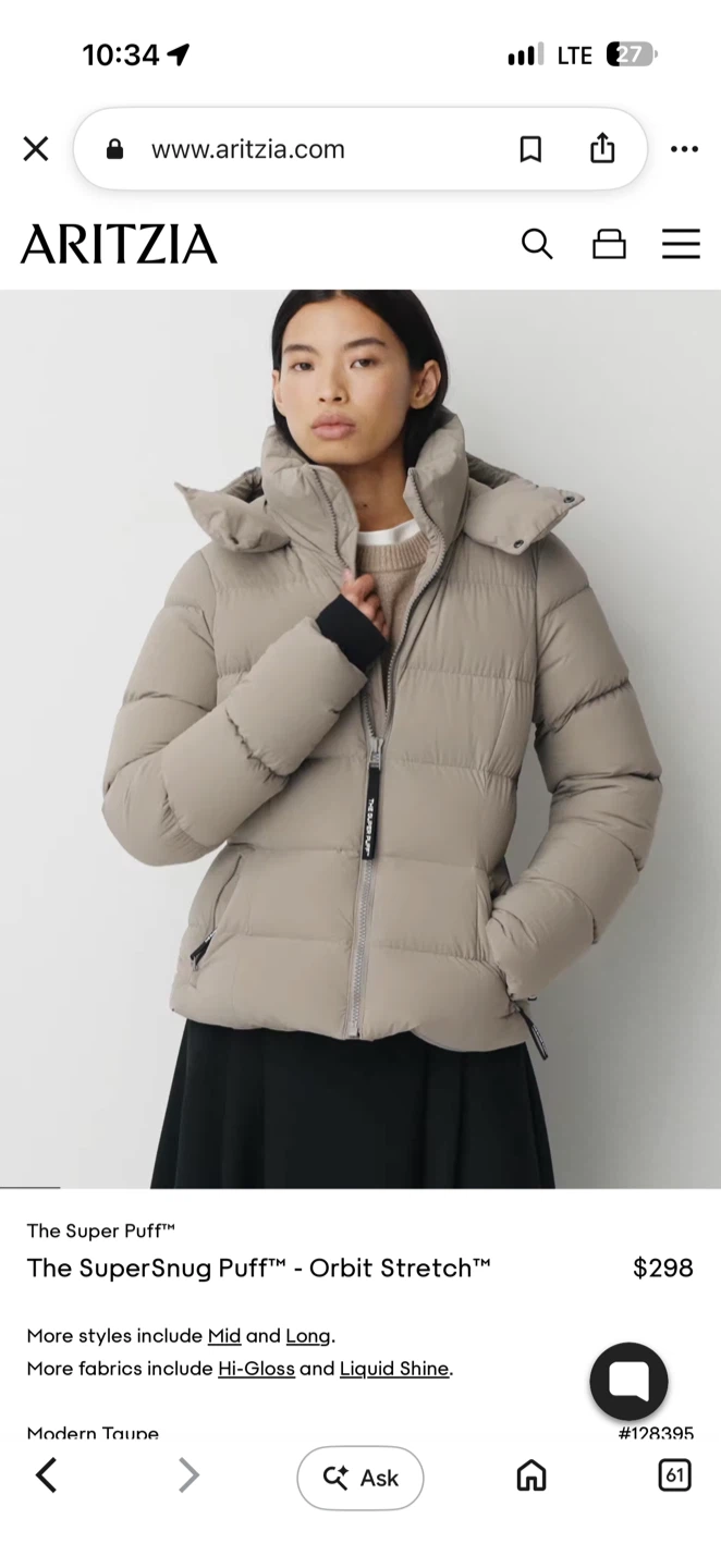 Aritzia The SuperSnug Puff Orbit Stretch - Modern Taupe - photo 3