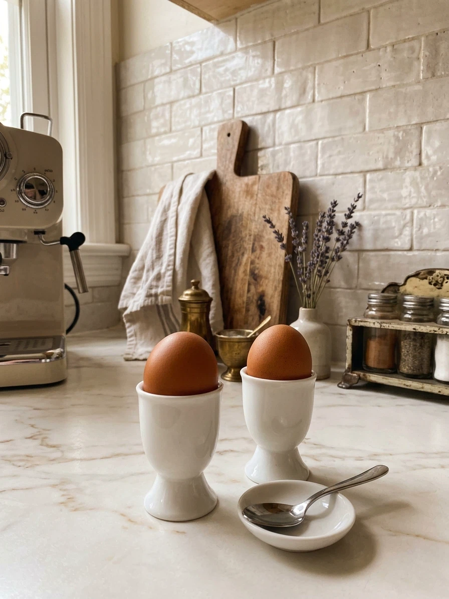 Set of Two White Ceramic Egg Cups