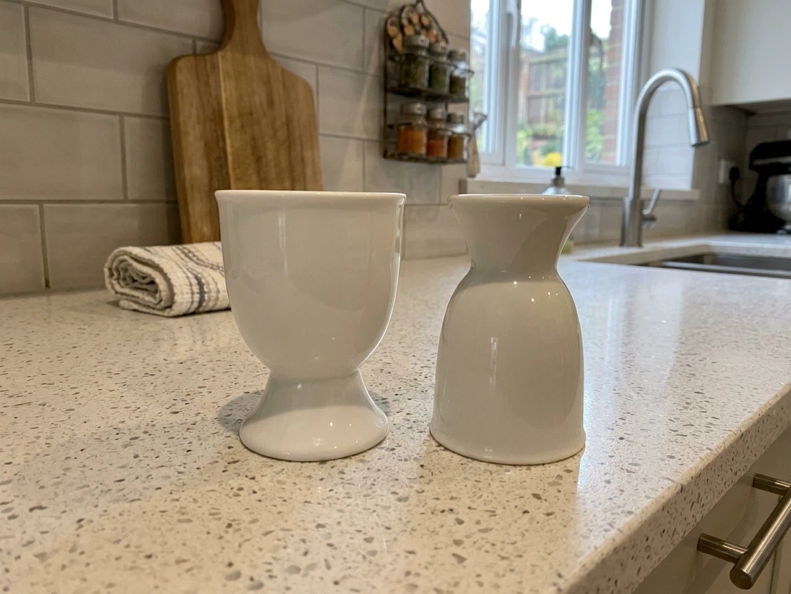Set of Two White Ceramic Egg Cups - photo 2