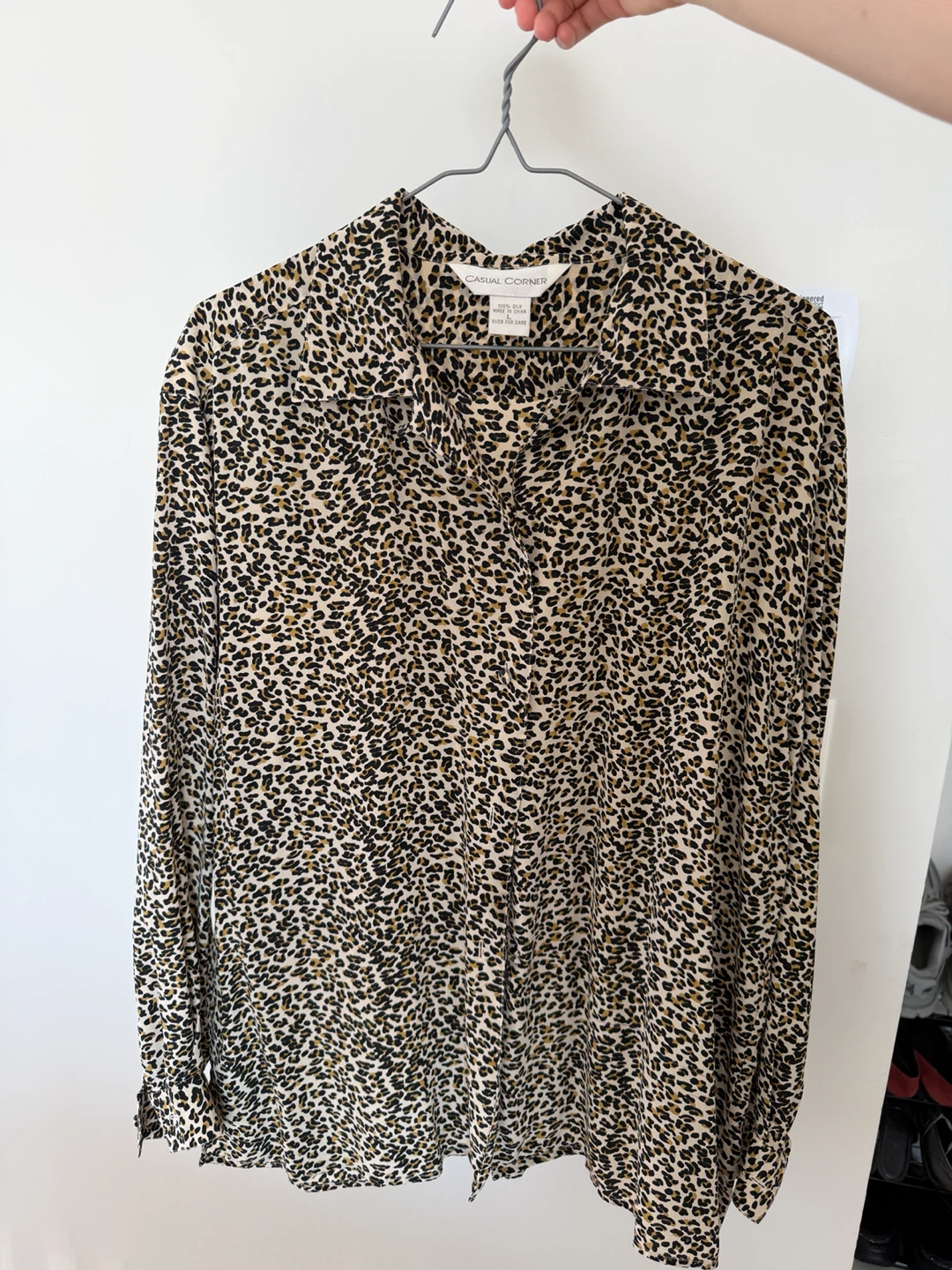 Casual Corner Silk Leopard Print Blouse