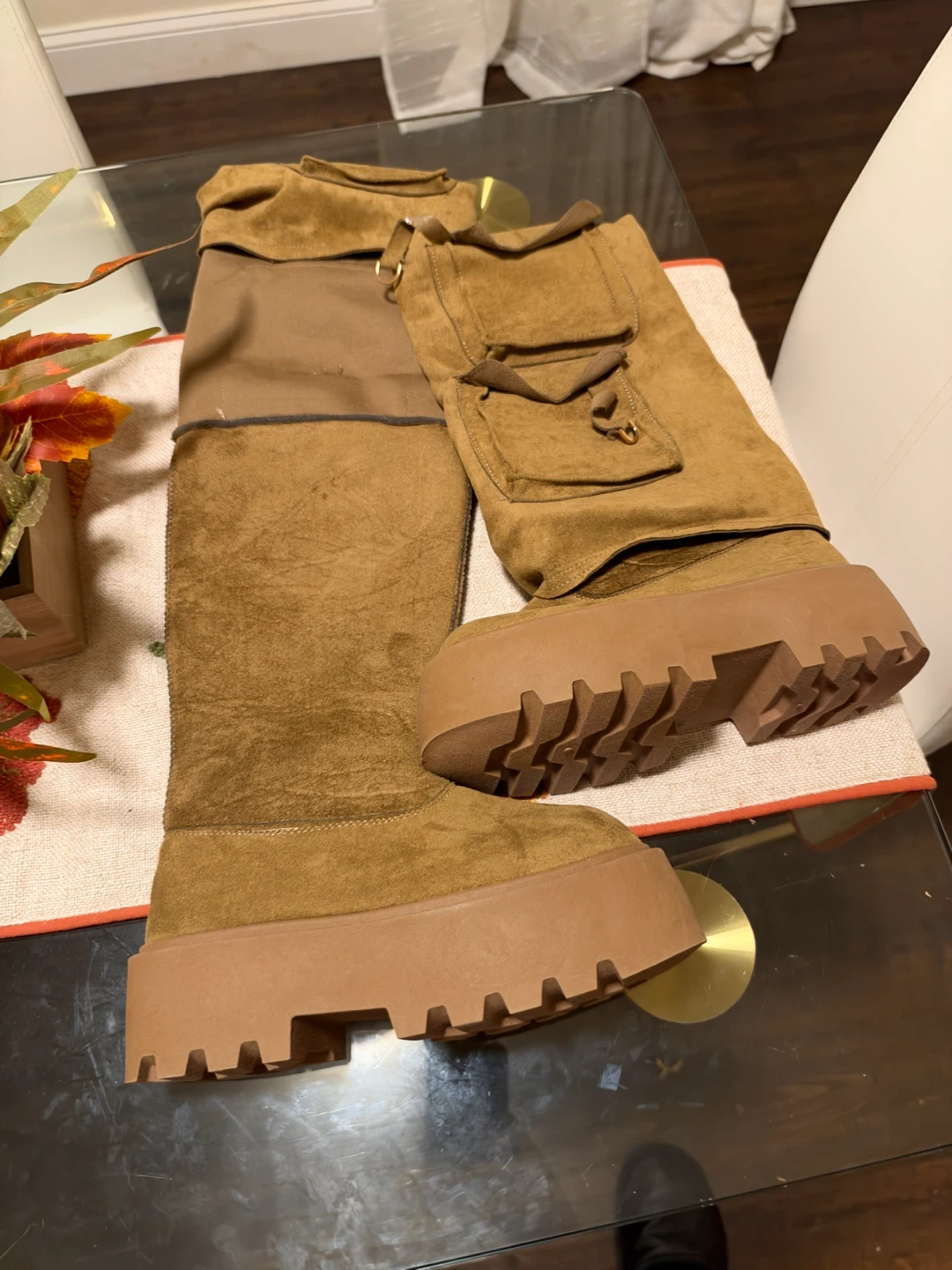 Brown Cargo Pocket Platform Boots - photo 3