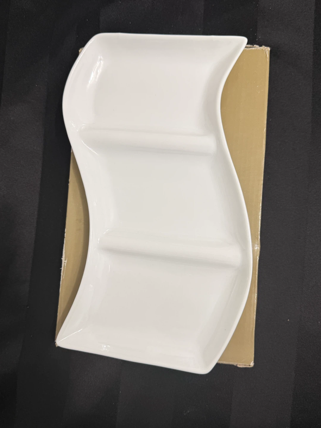 White Ceramic 3-Section Serving Tray