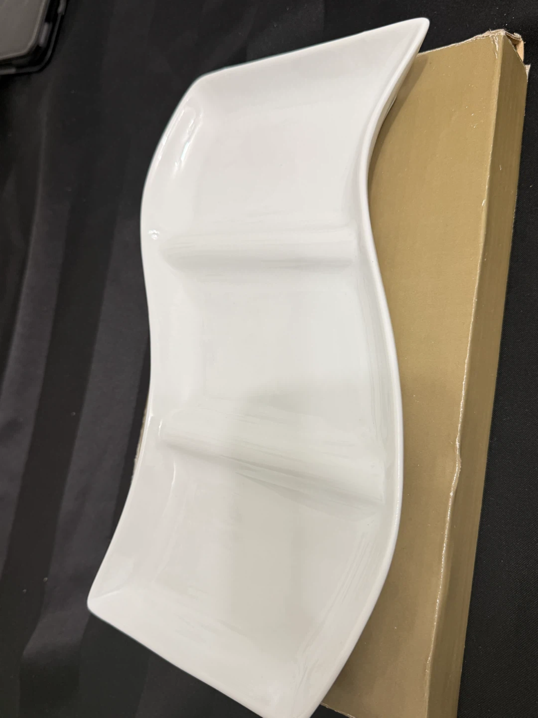White Ceramic 3-Section Serving Tray - photo 4